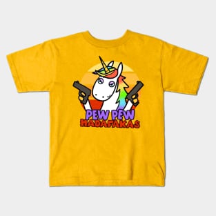 Pew Pew - Unicorn with guns Kids T-Shirt